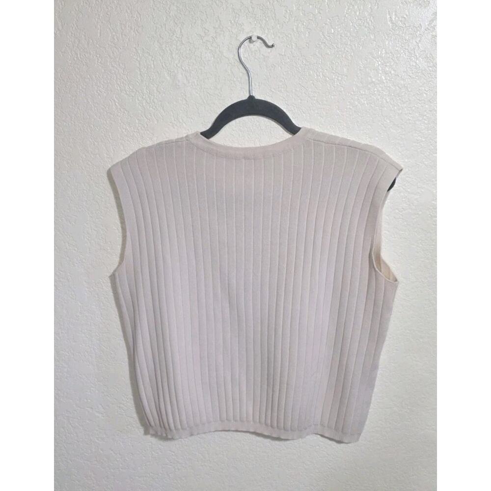 Cream Crop Sweater Tank Top Fashion Brand Women's Size Large - Picture 2 of 6